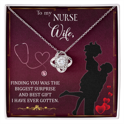 To My Nurse Wife Finding You Healthcare Medical Worker Nurse Appreciation Gift Infinity Knot Necklace Message Card-Express Your Love Gifts