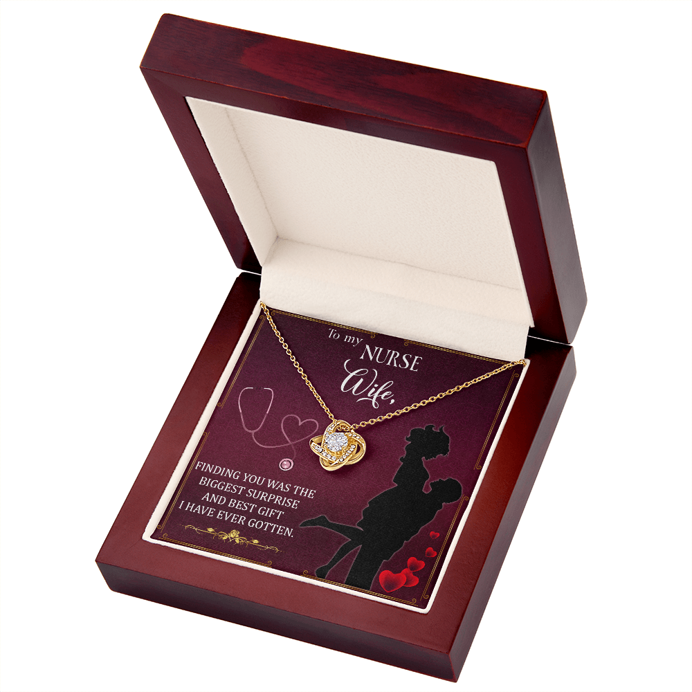 To My Nurse Wife Finding You Healthcare Medical Worker Nurse Appreciation Gift Infinity Knot Necklace Message Card-Express Your Love Gifts