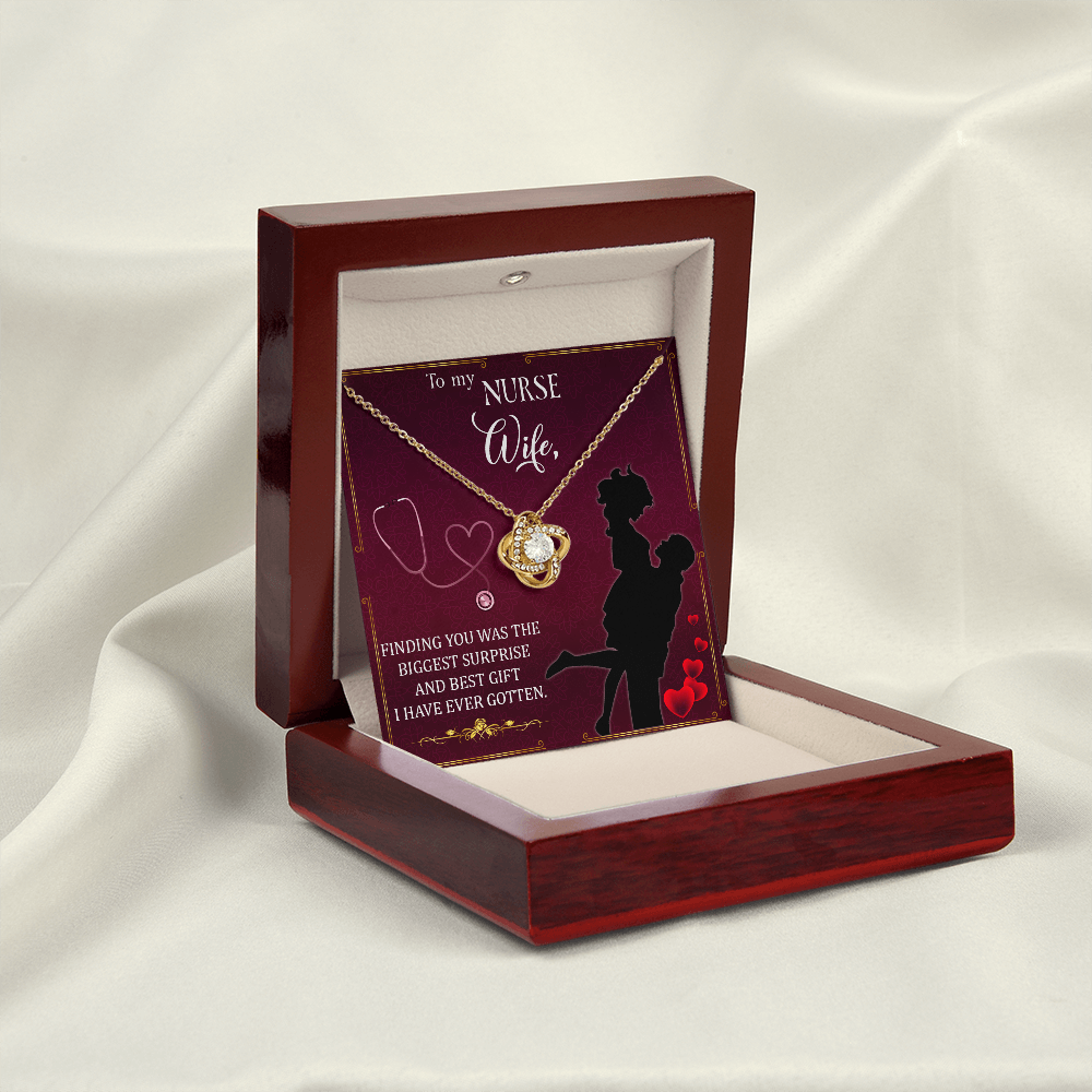 To My Nurse Wife Finding You Healthcare Medical Worker Nurse Appreciation Gift Infinity Knot Necklace Message Card-Express Your Love Gifts