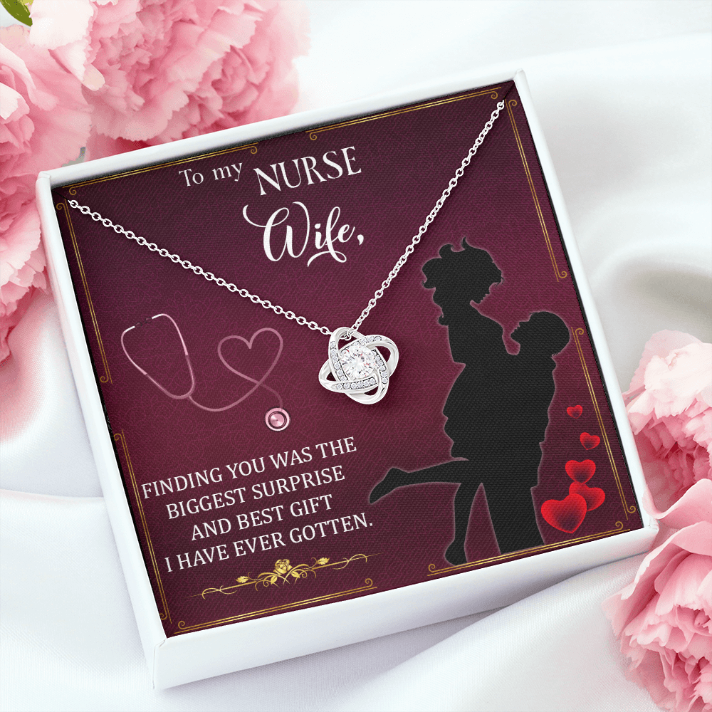 To My Nurse Wife Finding You Healthcare Medical Worker Nurse Appreciation Gift Infinity Knot Necklace Message Card-Express Your Love Gifts
