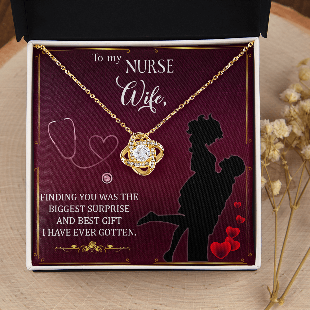 To My Nurse Wife Finding You Healthcare Medical Worker Nurse Appreciation Gift Infinity Knot Necklace Message Card-Express Your Love Gifts