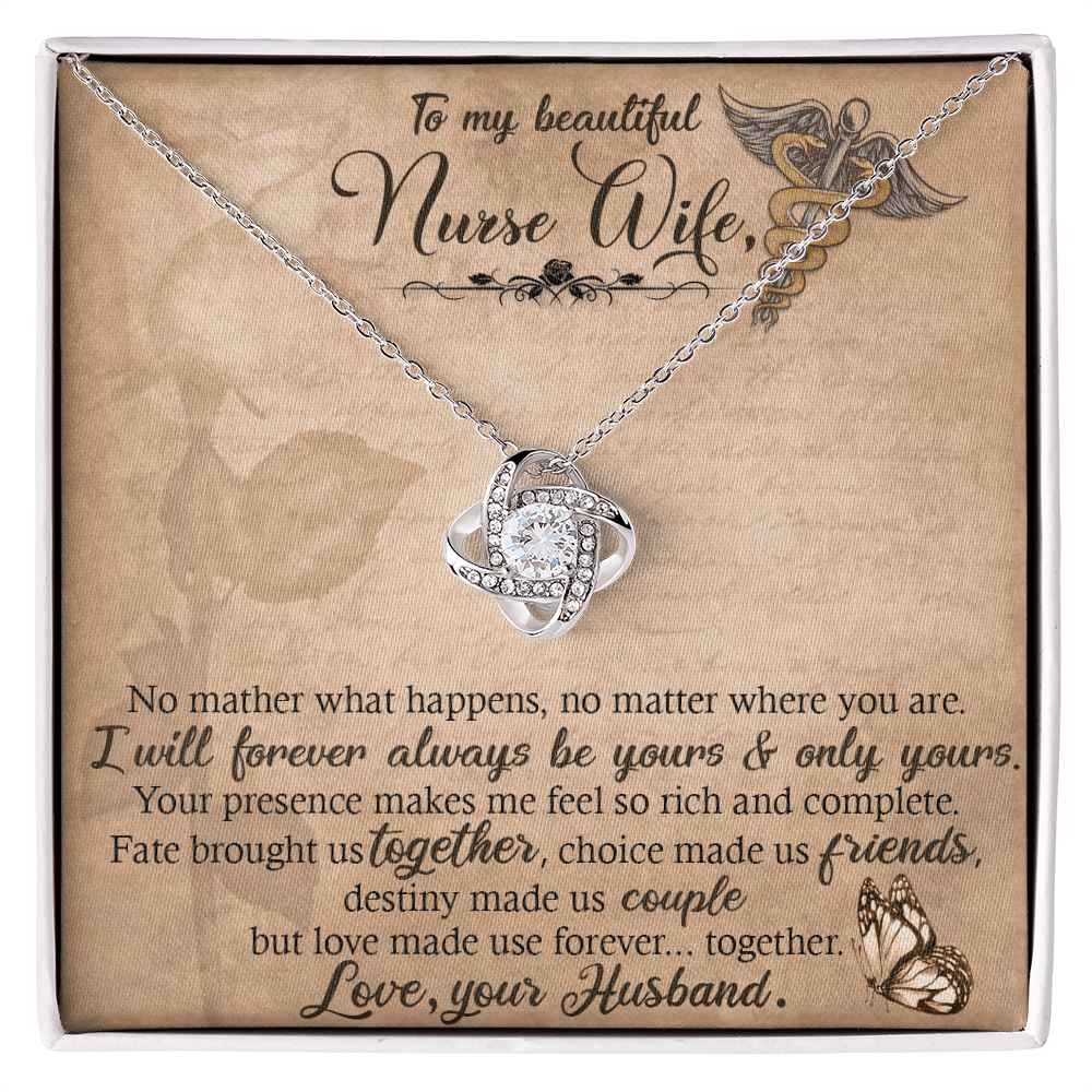 To My Nurse Wife In This Difficult Time Healthcare Medical Worker Nurse Appreciation Gift Infinity Knot Necklace Message Card-Express Your Love Gifts