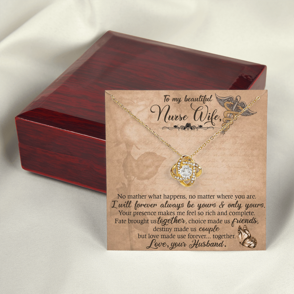 To My Nurse Wife In This Difficult Time Healthcare Medical Worker Nurse Appreciation Gift Infinity Knot Necklace Message Card-Express Your Love Gifts