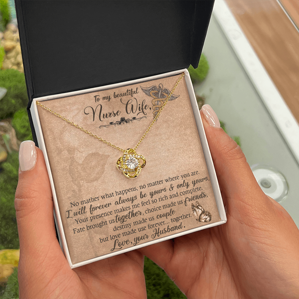 To My Nurse Wife In This Difficult Time Healthcare Medical Worker Nurse Appreciation Gift Infinity Knot Necklace Message Card-Express Your Love Gifts