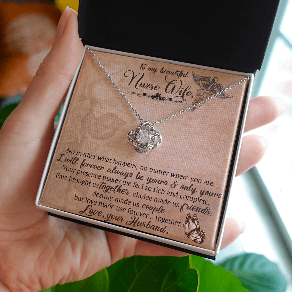 To My Nurse Wife In This Difficult Time Healthcare Medical Worker Nurse Appreciation Gift Infinity Knot Necklace Message Card-Express Your Love Gifts