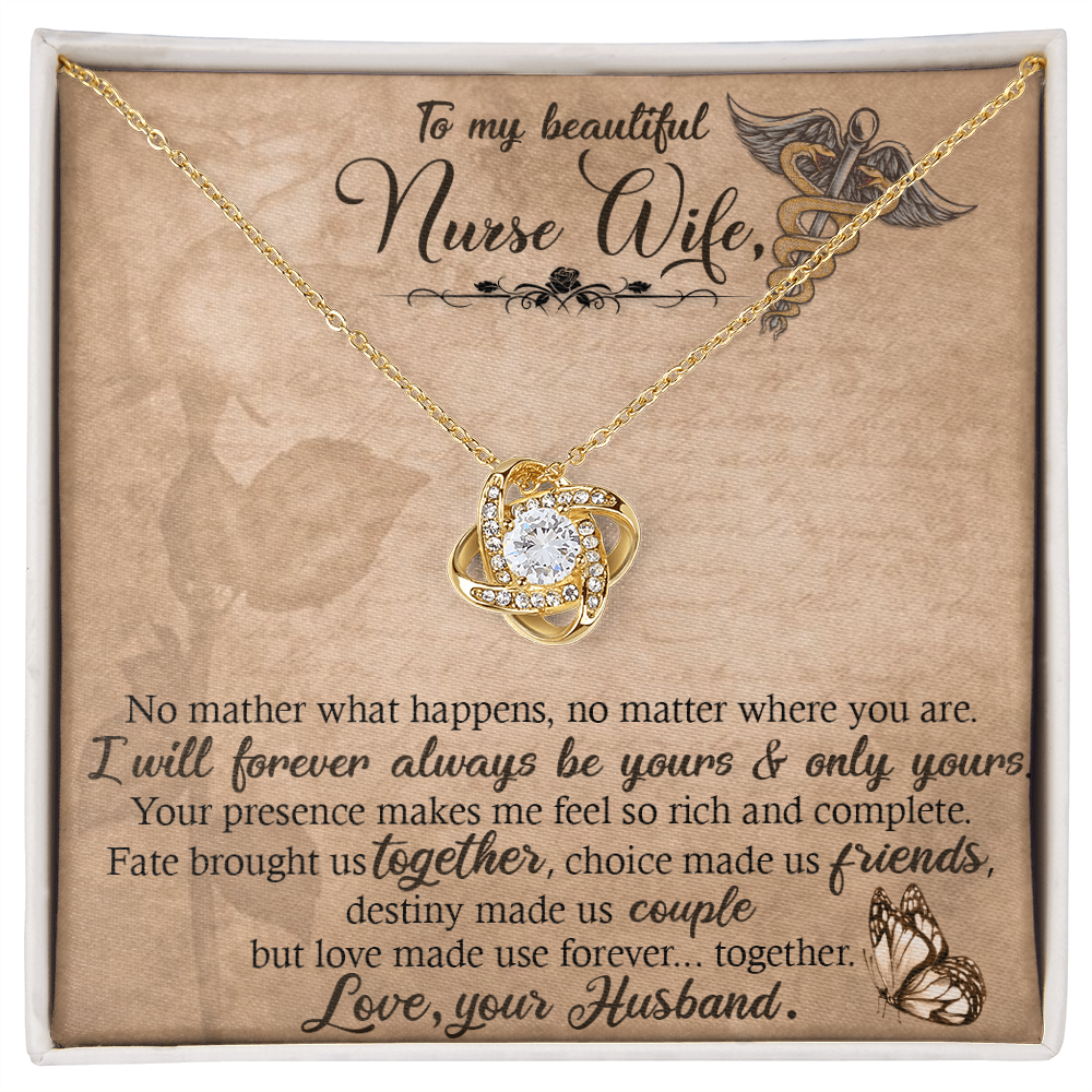 To My Nurse Wife In This Difficult Time Healthcare Medical Worker Nurse Appreciation Gift Infinity Knot Necklace Message Card-Express Your Love Gifts