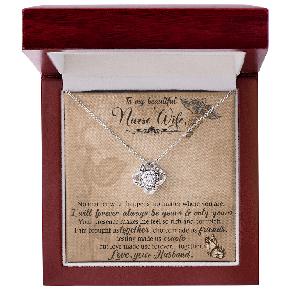 To My Nurse Wife In This Difficult Time Healthcare Medical Worker Nurse Appreciation Gift Infinity Knot Necklace Message Card-Express Your Love Gifts