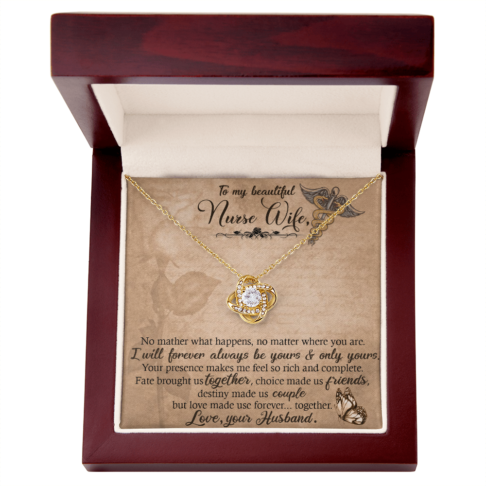 To My Nurse Wife In This Difficult Time Healthcare Medical Worker Nurse Appreciation Gift Infinity Knot Necklace Message Card-Express Your Love Gifts