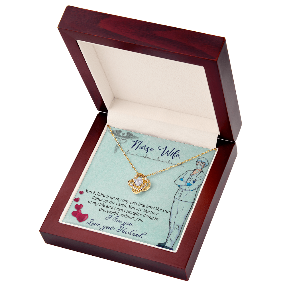 To My Nurse Wife You Brighten Up My Day From Husband Infinity Knot Necklace Message Card-Express Your Love Gifts