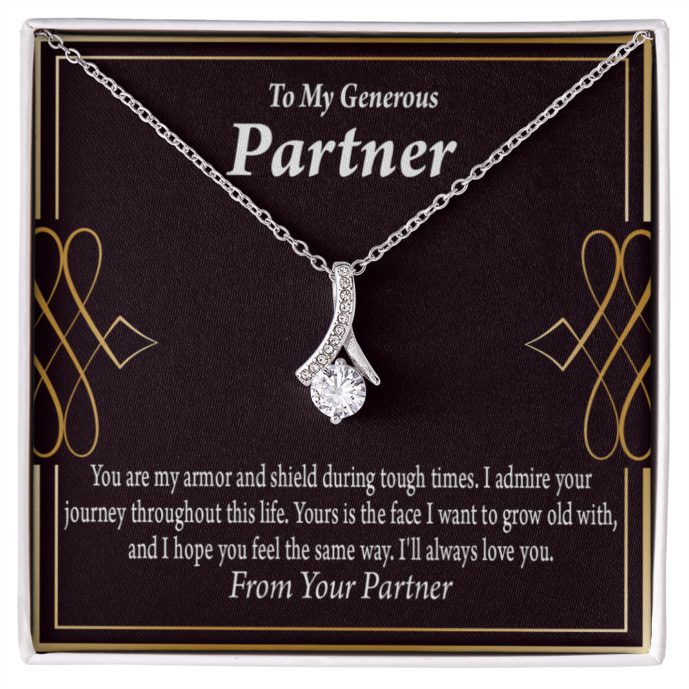 To My Partner Grow Old With You Alluring Ribbon Necklace Message Card-Express Your Love Gifts