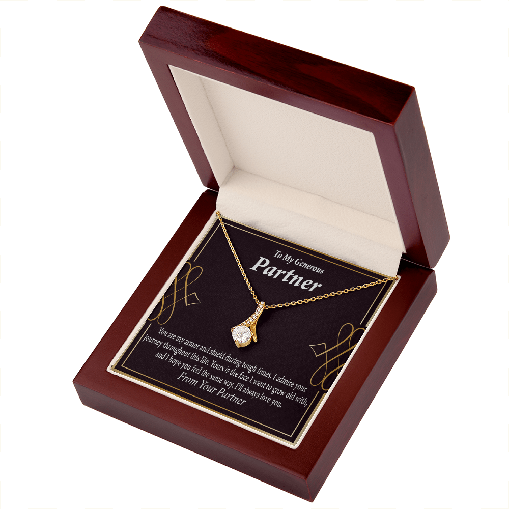 To My Partner Grow Old With You Alluring Ribbon Necklace Message Card-Express Your Love Gifts