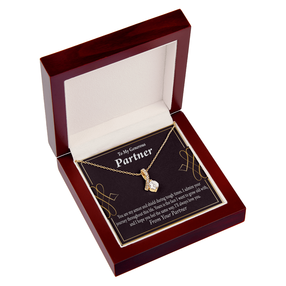 To My Partner Grow Old With You Alluring Ribbon Necklace Message Card-Express Your Love Gifts