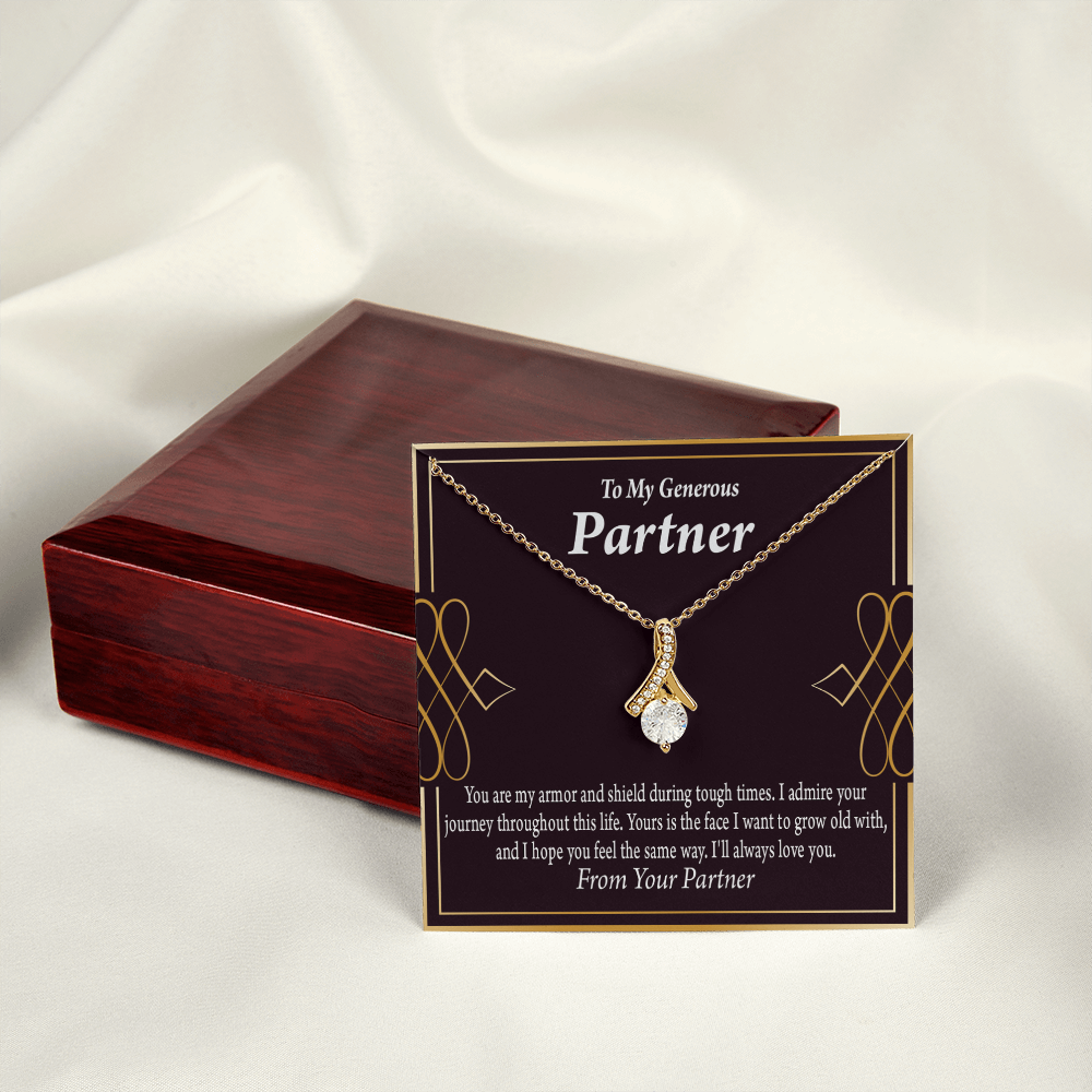 To My Partner Grow Old With You Alluring Ribbon Necklace Message Card-Express Your Love Gifts