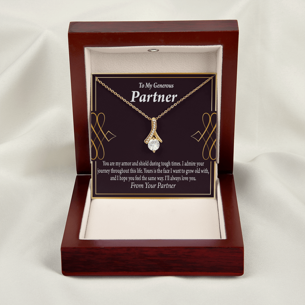 To My Partner Grow Old With You Alluring Ribbon Necklace Message Card-Express Your Love Gifts