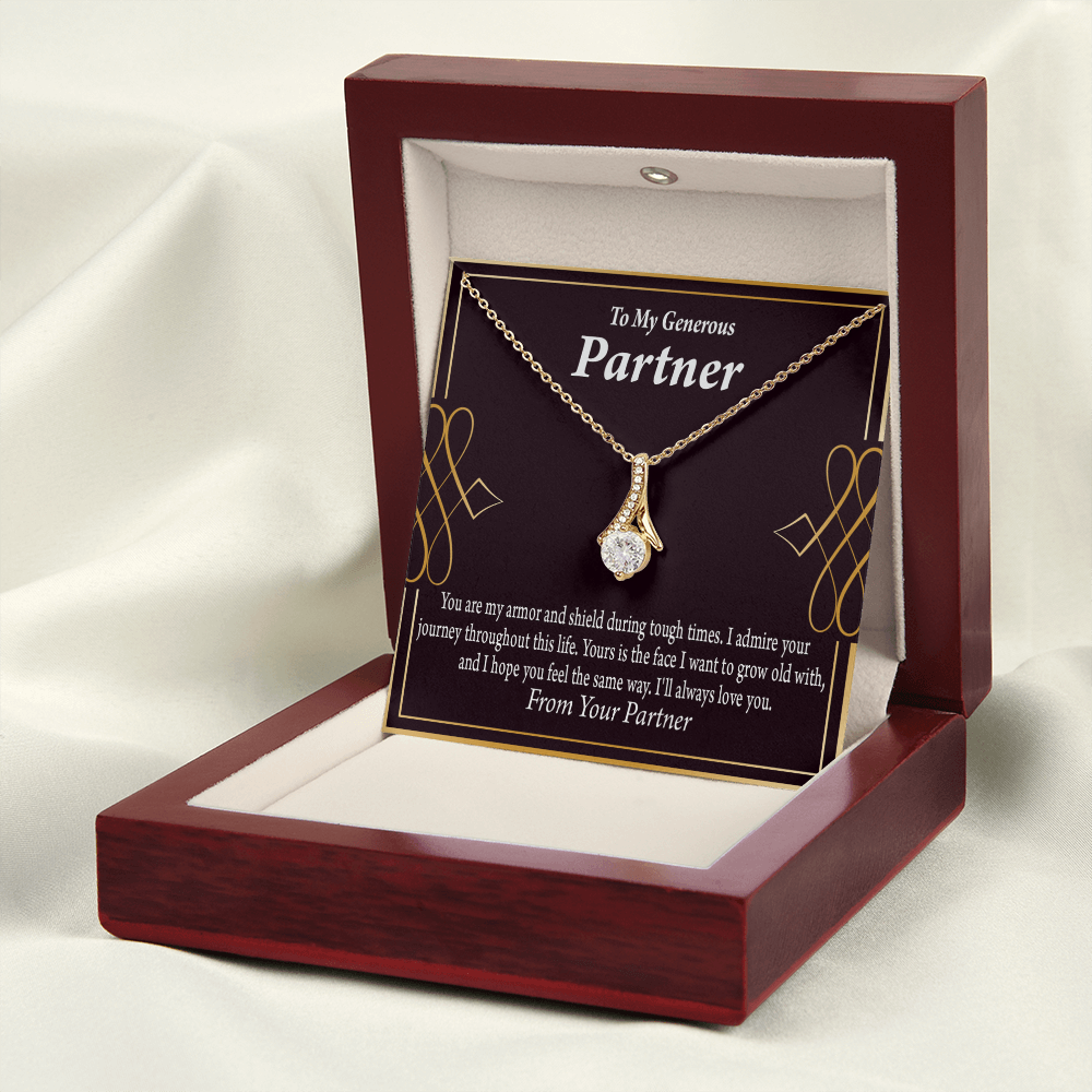 To My Partner Grow Old With You Alluring Ribbon Necklace Message Card-Express Your Love Gifts