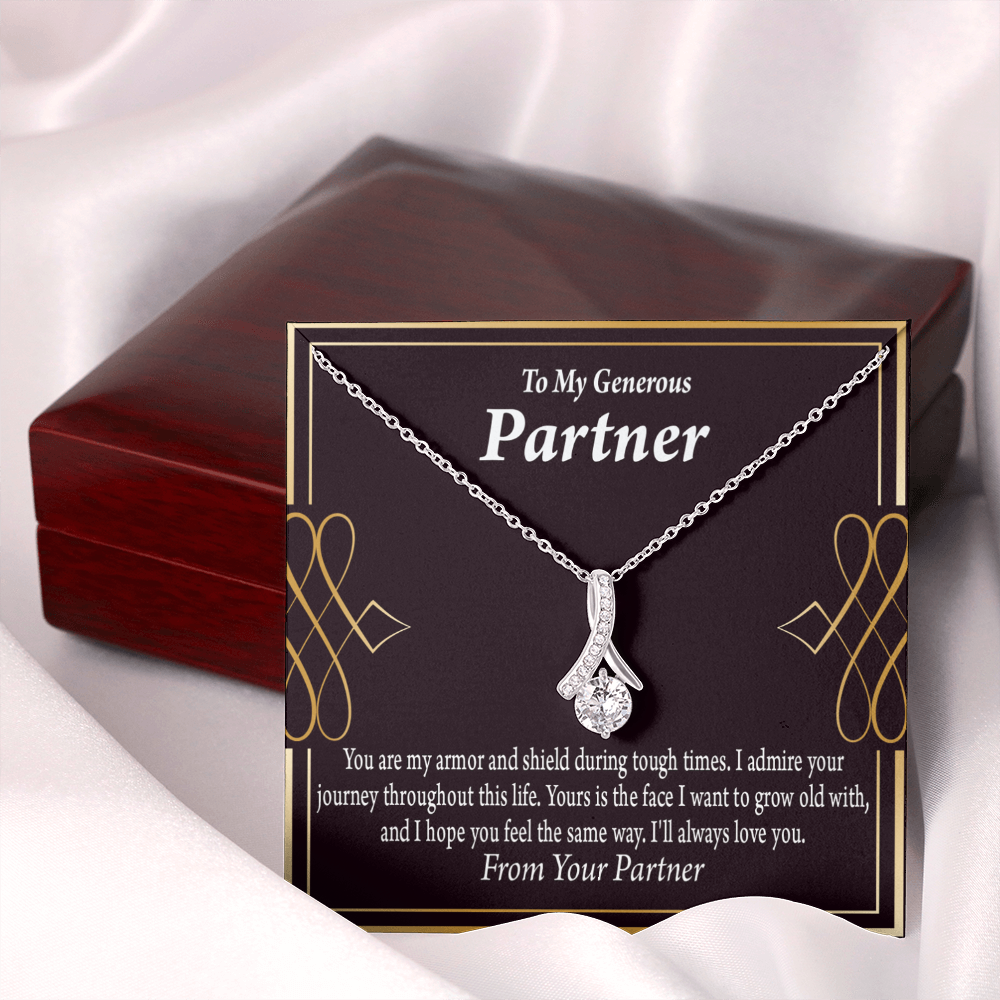 To My Partner Grow Old With You Alluring Ribbon Necklace Message Card-Express Your Love Gifts