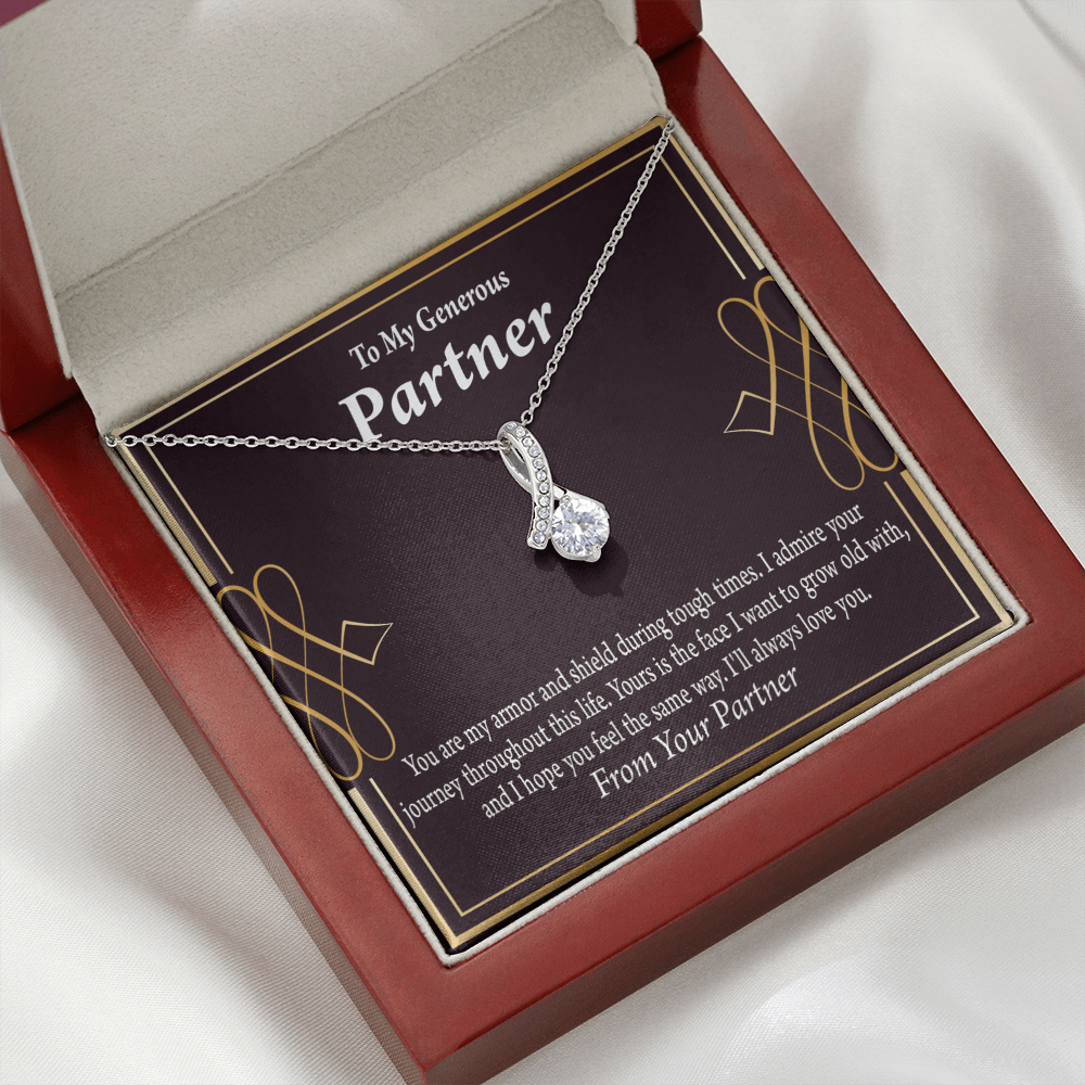 To My Partner Grow Old With You Alluring Ribbon Necklace Message Card-Express Your Love Gifts