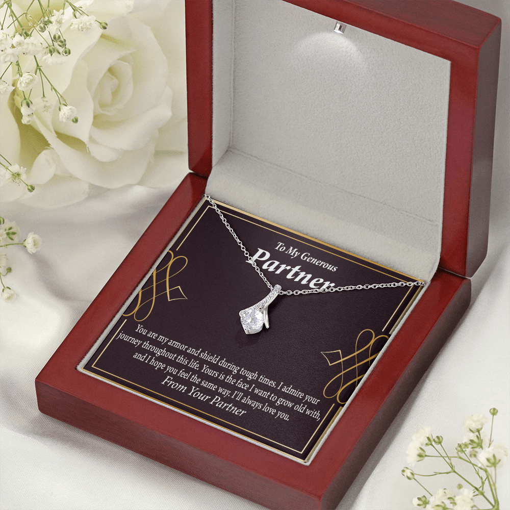 To My Partner Grow Old With You Alluring Ribbon Necklace Message Card-Express Your Love Gifts