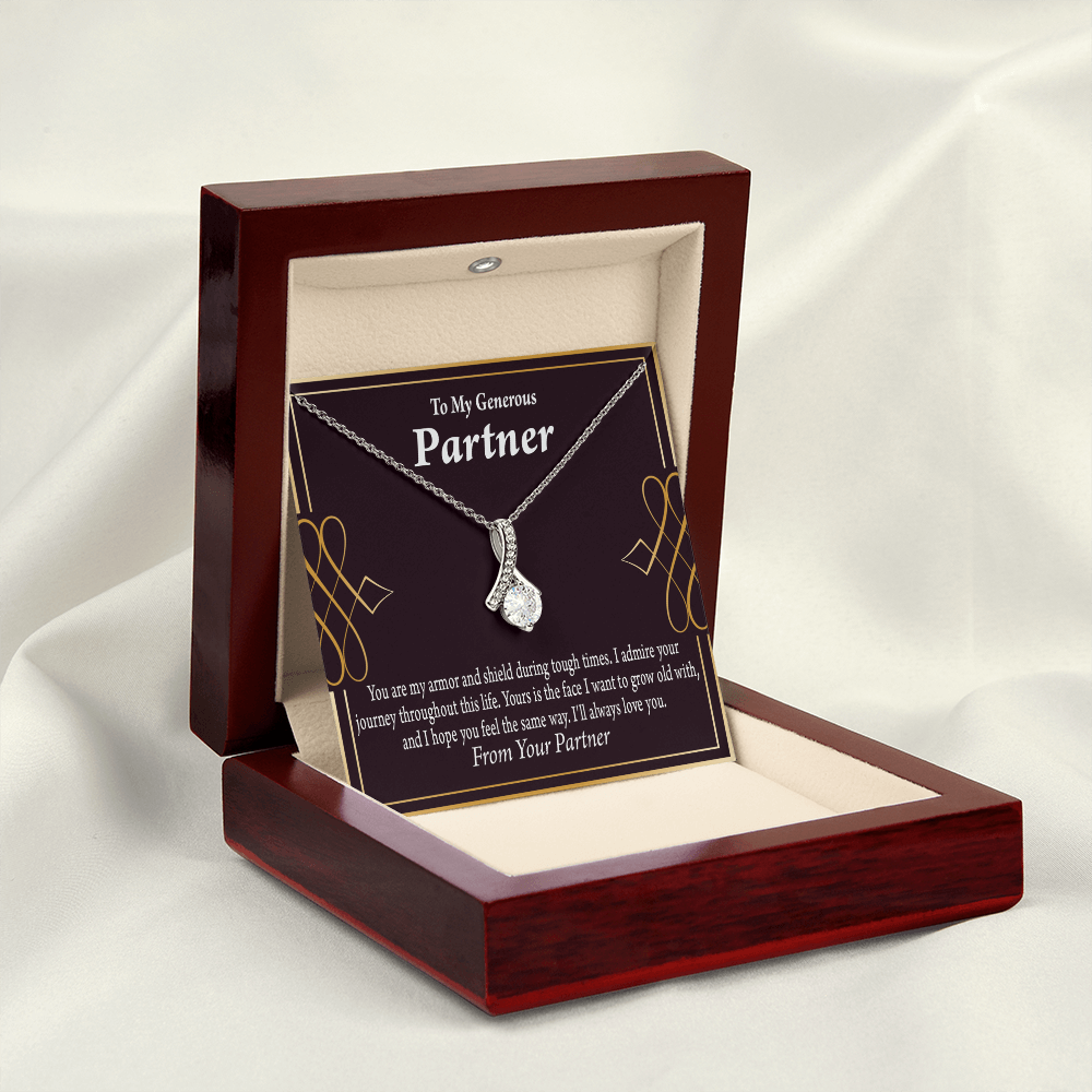 To My Partner Grow Old With You Alluring Ribbon Necklace Message Card-Express Your Love Gifts