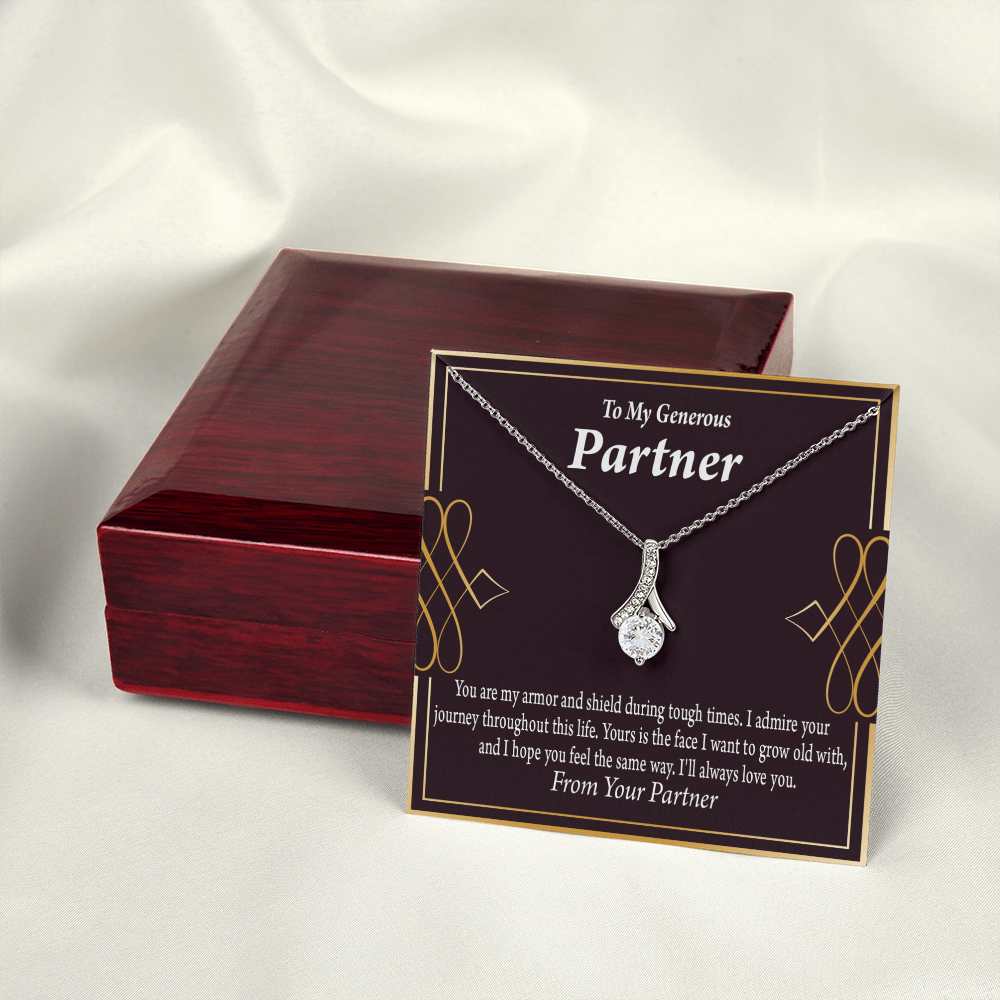 To My Partner Grow Old With You Alluring Ribbon Necklace Message Card-Express Your Love Gifts