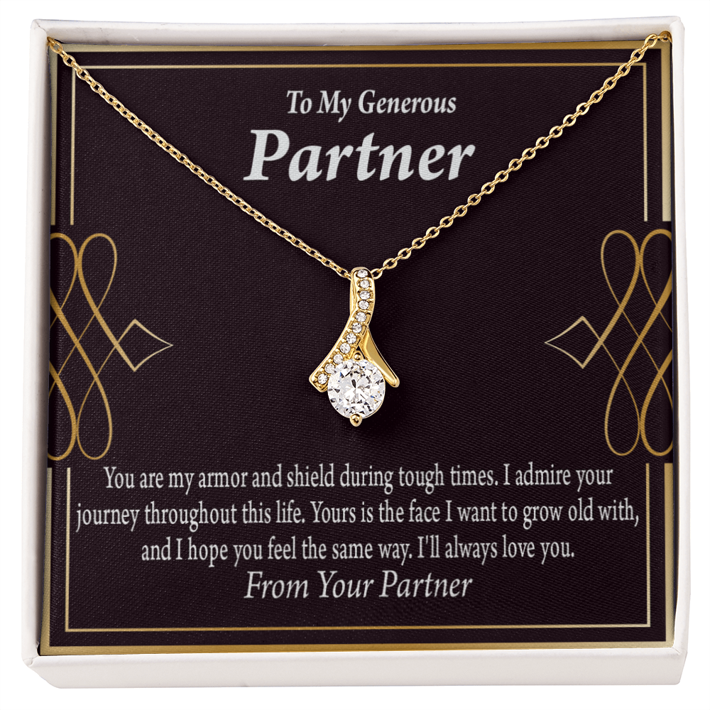 To My Partner Grow Old With You Alluring Ribbon Necklace Message Card-Express Your Love Gifts