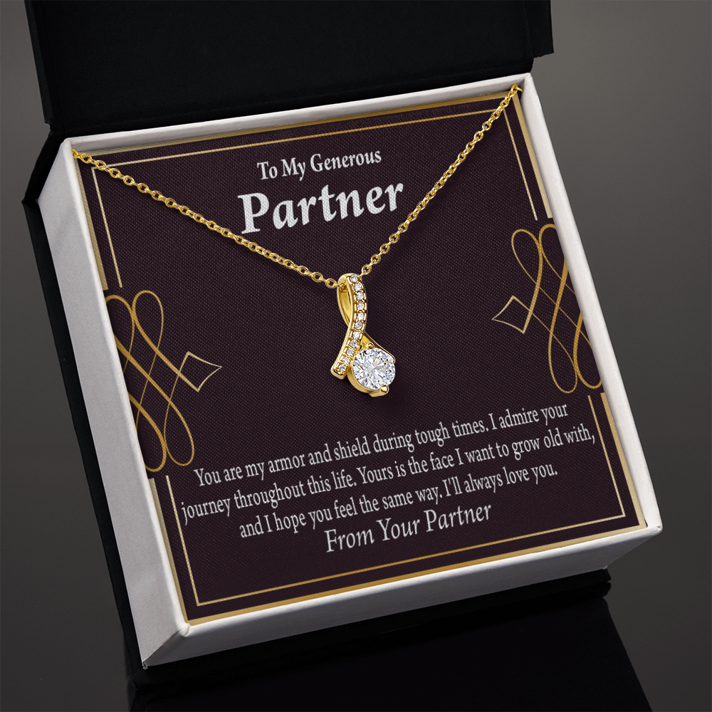 To My Partner Grow Old With You Alluring Ribbon Necklace Message Card-Express Your Love Gifts