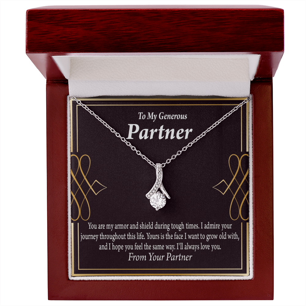 To My Partner Grow Old With You Alluring Ribbon Necklace Message Card-Express Your Love Gifts