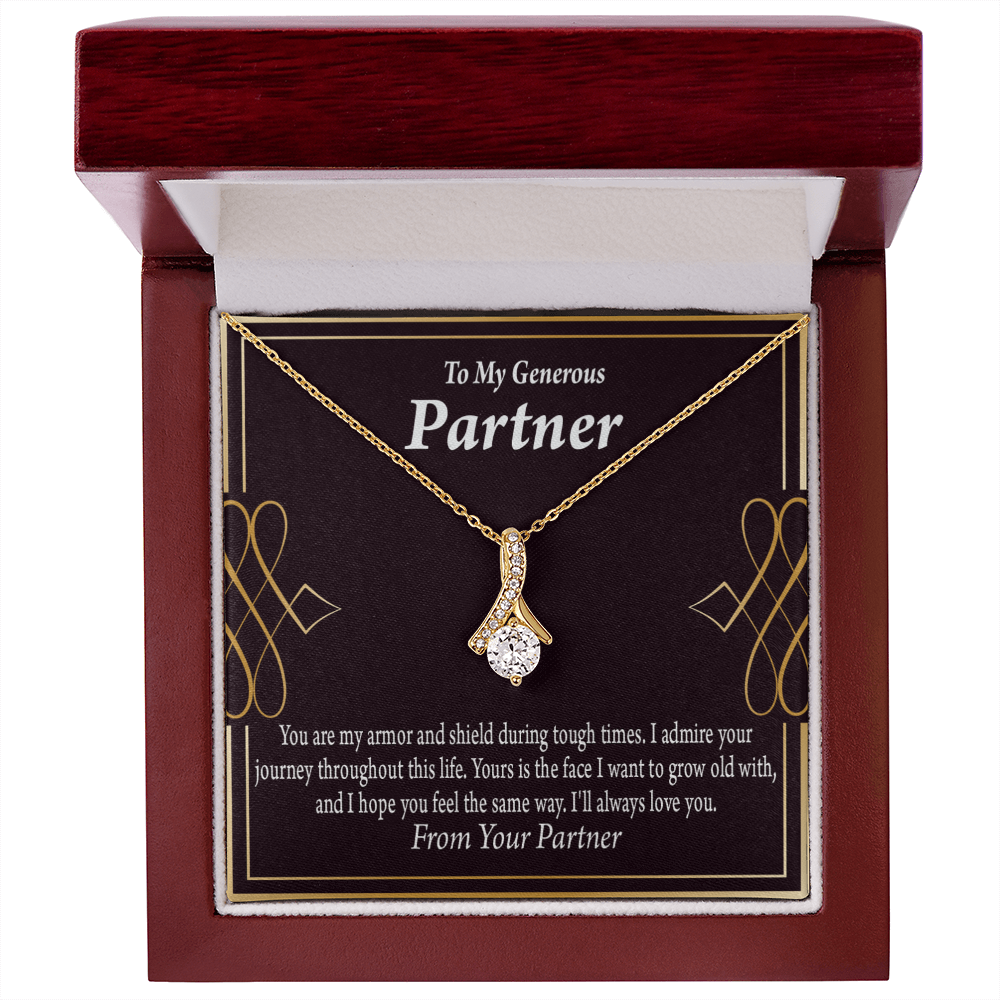 To My Partner Grow Old With You Alluring Ribbon Necklace Message Card-Express Your Love Gifts