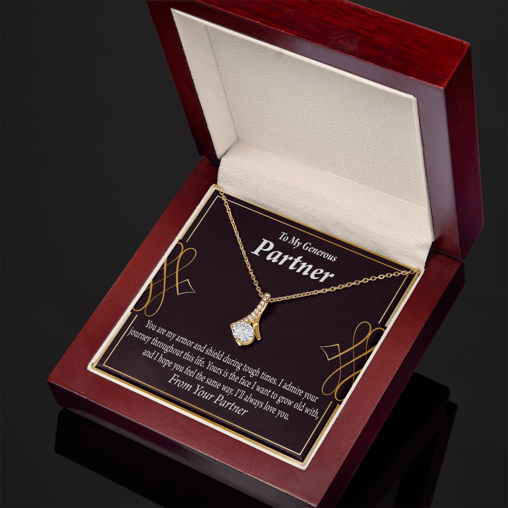 To My Partner Grow Old With You Alluring Ribbon Necklace Message Card-Express Your Love Gifts