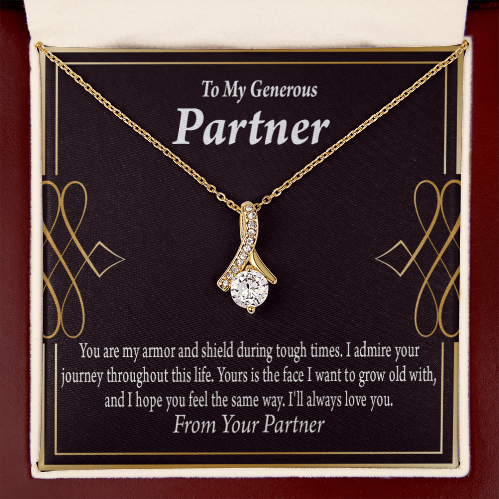 To My Partner Grow Old With You Alluring Ribbon Necklace Message Card-Express Your Love Gifts
