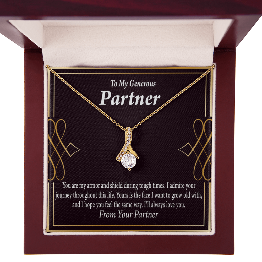 To My Partner Grow Old With You Alluring Ribbon Necklace Message Card-Express Your Love Gifts