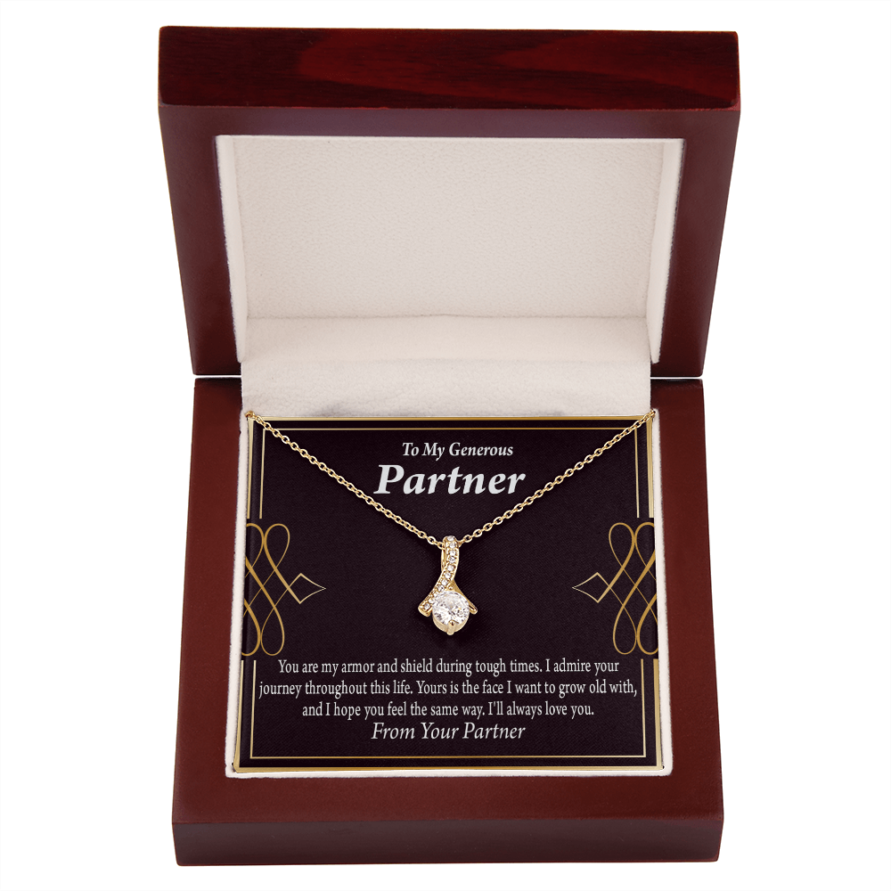 To My Partner Grow Old With You Alluring Ribbon Necklace Message Card-Express Your Love Gifts