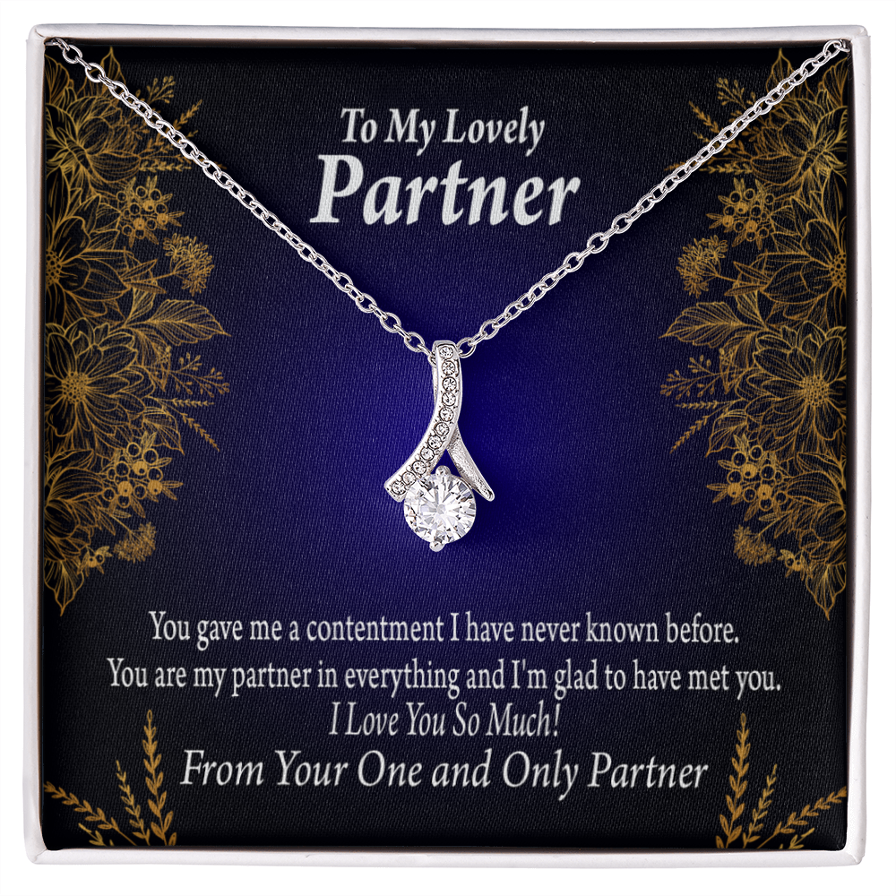 To My Partner In Everything Alluring Ribbon Necklace Message Card-Express Your Love Gifts