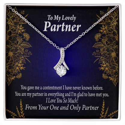 To My Partner In Everything Alluring Ribbon Necklace Message Card-Express Your Love Gifts