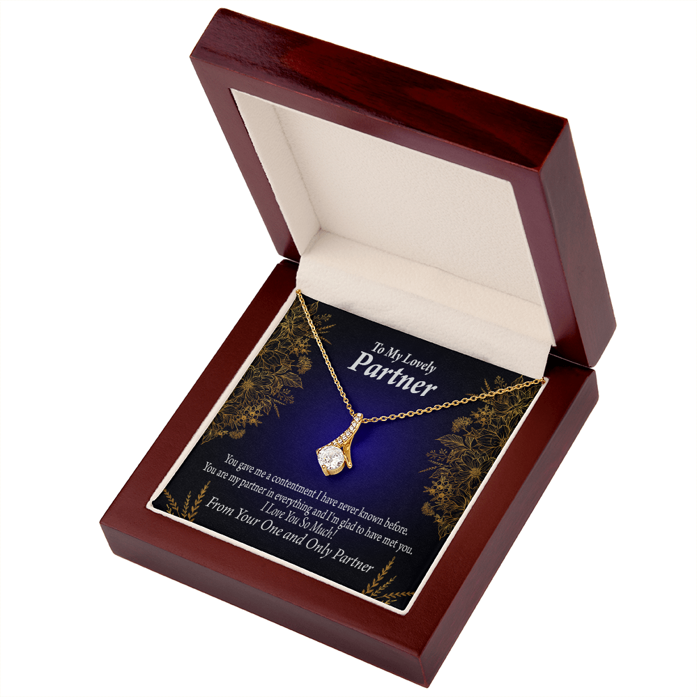 To My Partner In Everything Alluring Ribbon Necklace Message Card-Express Your Love Gifts