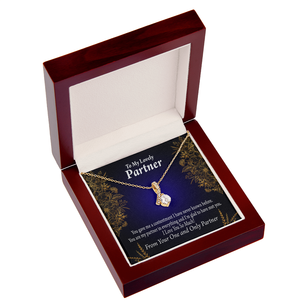 To My Partner In Everything Alluring Ribbon Necklace Message Card-Express Your Love Gifts