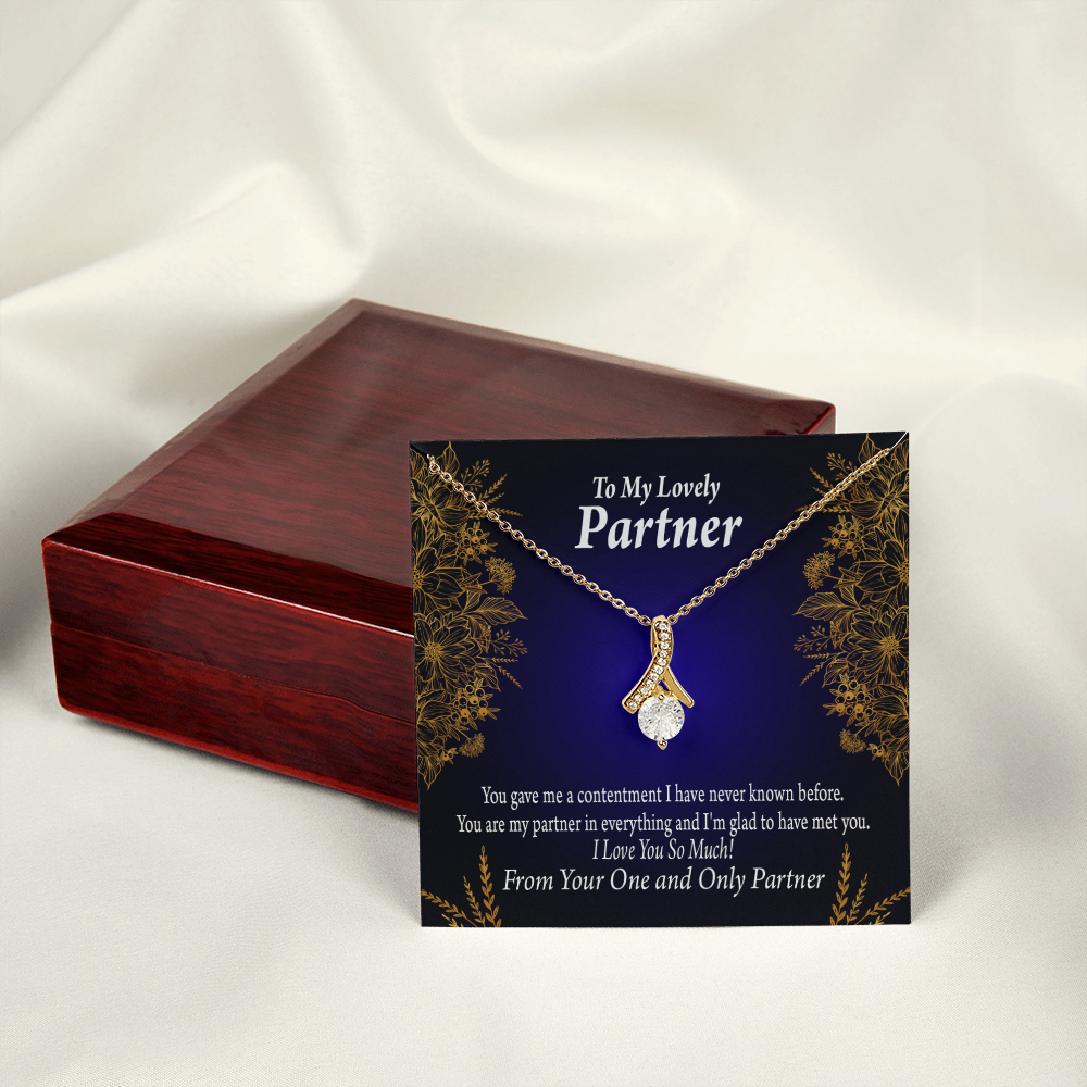 To My Partner In Everything Alluring Ribbon Necklace Message Card-Express Your Love Gifts