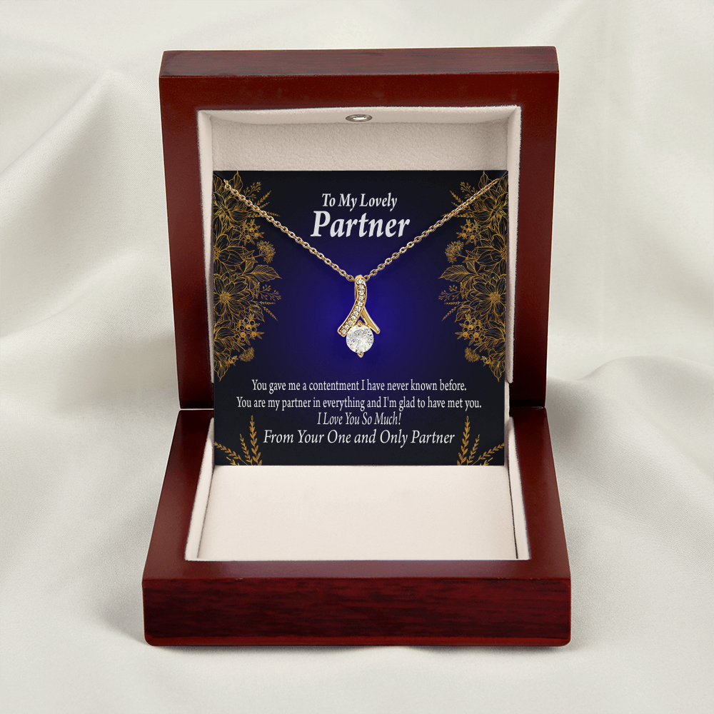 To My Partner In Everything Alluring Ribbon Necklace Message Card-Express Your Love Gifts