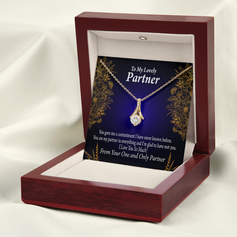 To My Partner In Everything Alluring Ribbon Necklace Message Card-Express Your Love Gifts