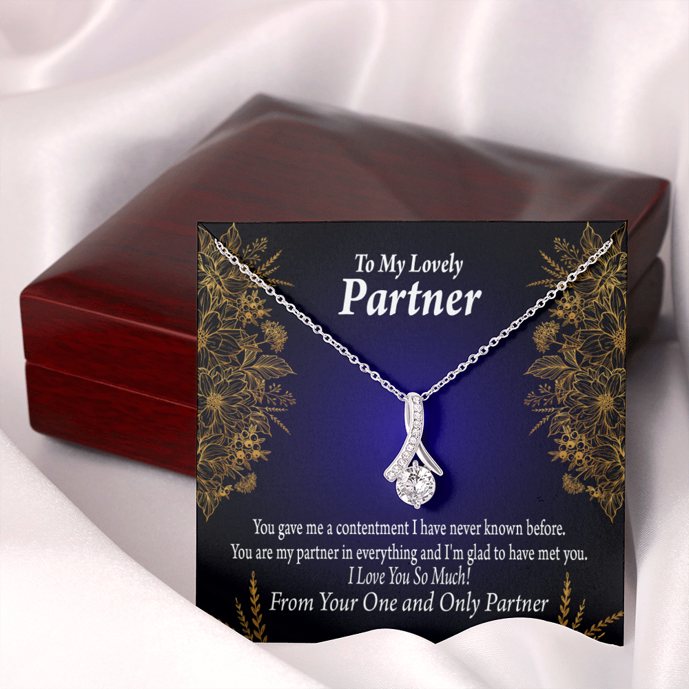 To My Partner In Everything Alluring Ribbon Necklace Message Card-Express Your Love Gifts
