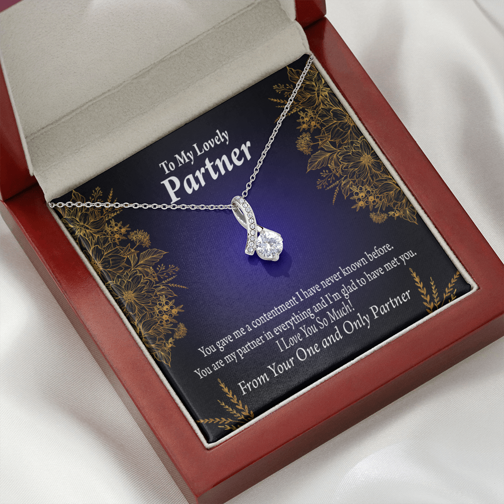 To My Partner In Everything Alluring Ribbon Necklace Message Card-Express Your Love Gifts