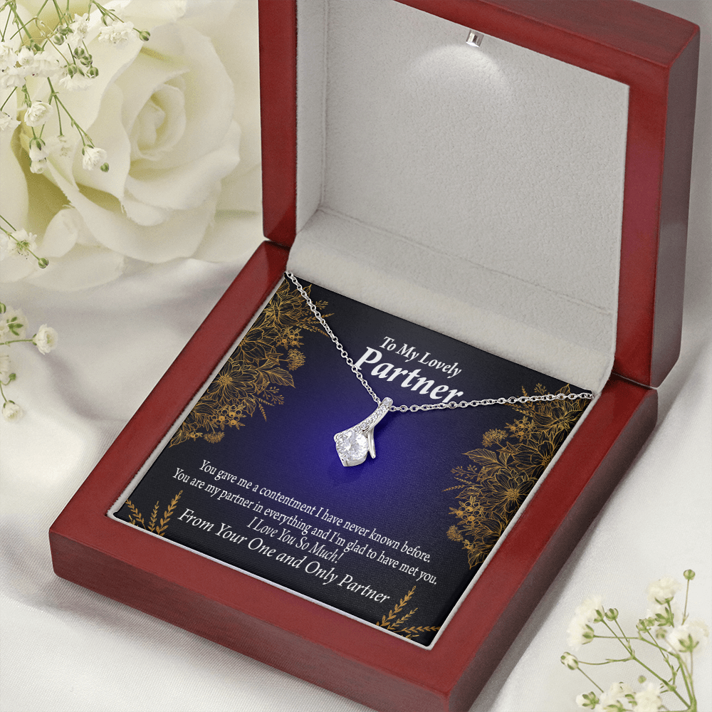 To My Partner In Everything Alluring Ribbon Necklace Message Card-Express Your Love Gifts