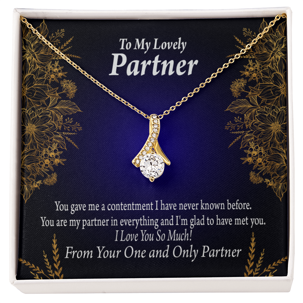 To My Partner In Everything Alluring Ribbon Necklace Message Card-Express Your Love Gifts