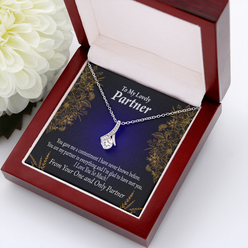 To My Partner In Everything Alluring Ribbon Necklace Message Card-Express Your Love Gifts