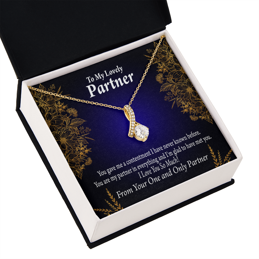 To My Partner In Everything Alluring Ribbon Necklace Message Card-Express Your Love Gifts