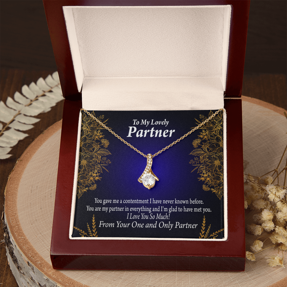 To My Partner In Everything Alluring Ribbon Necklace Message Card-Express Your Love Gifts