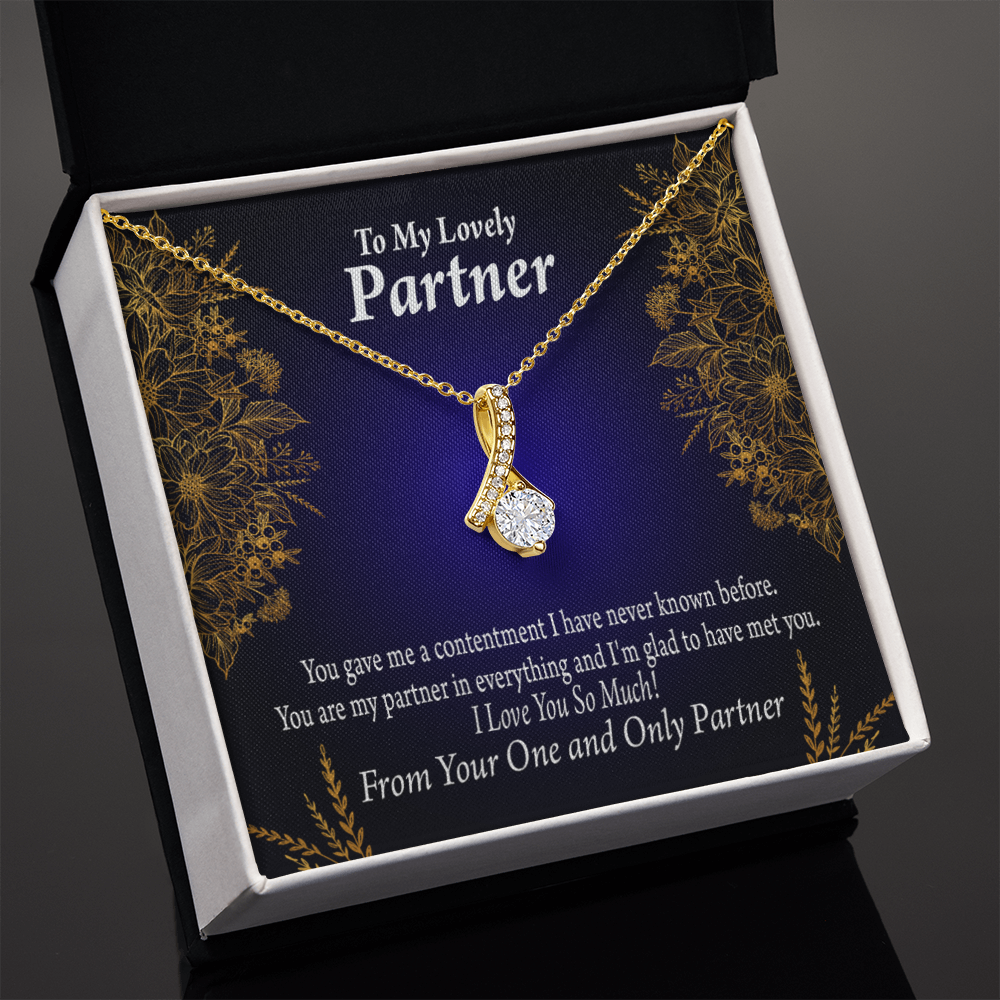 To My Partner In Everything Alluring Ribbon Necklace Message Card-Express Your Love Gifts