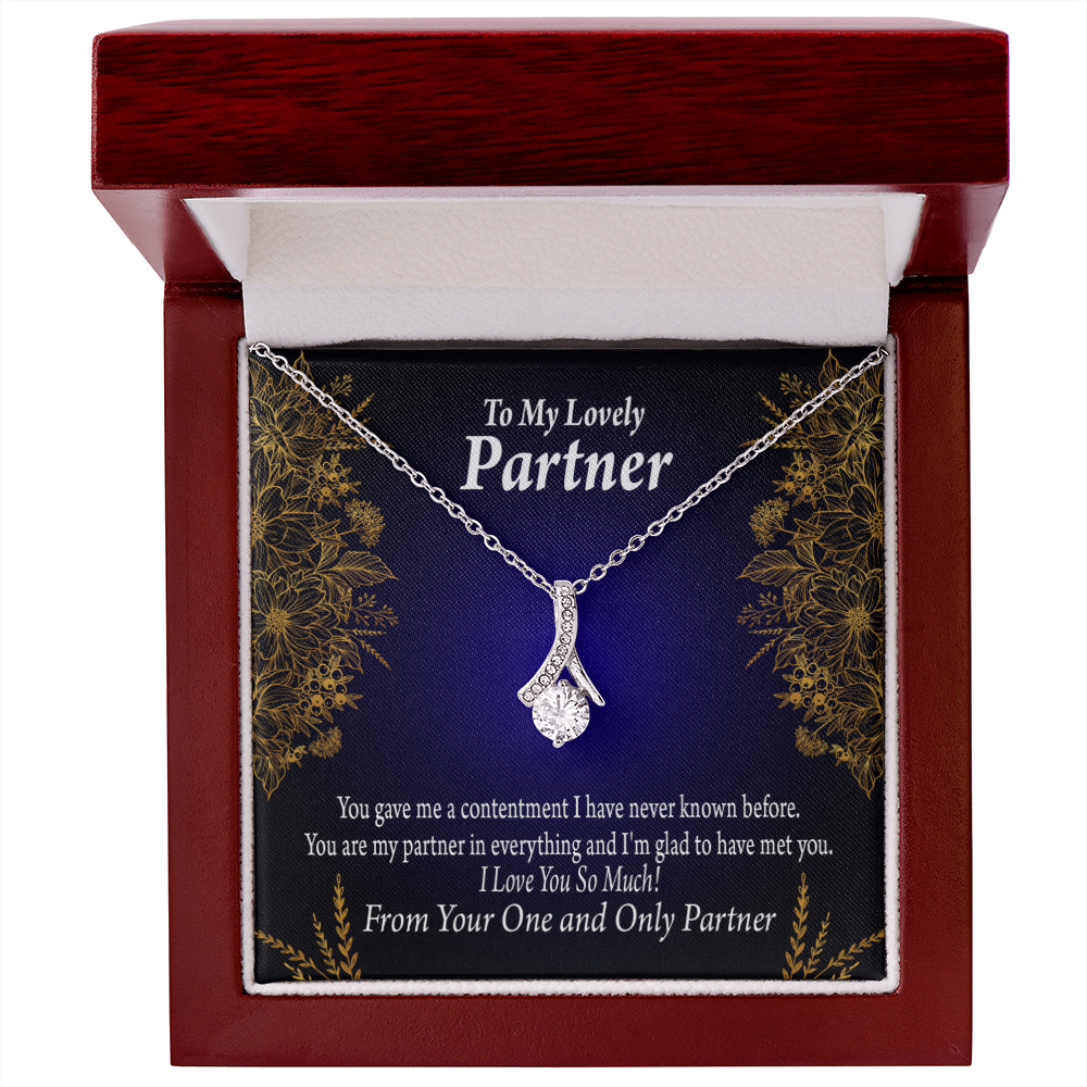 To My Partner In Everything Alluring Ribbon Necklace Message Card-Express Your Love Gifts