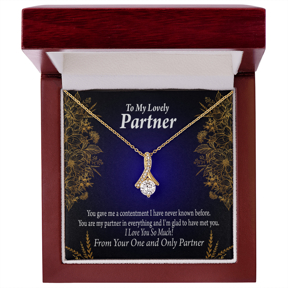 To My Partner In Everything Alluring Ribbon Necklace Message Card-Express Your Love Gifts
