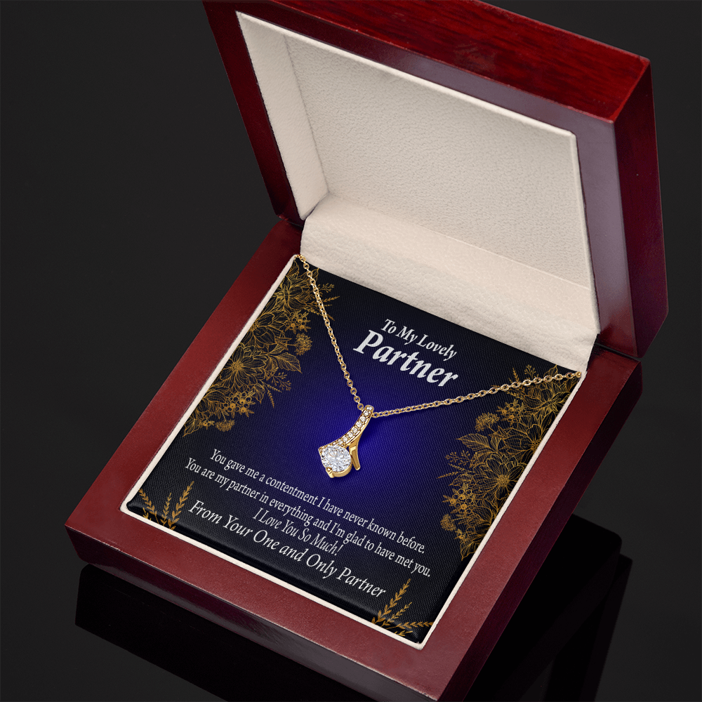 To My Partner In Everything Alluring Ribbon Necklace Message Card-Express Your Love Gifts